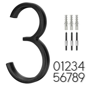 6 inch Stainless Steel Floating House Number, Metal Modern House Numbers, for Outdoor Mailbox Yard Home Wall DoorGarage Gate with Nail Kit, Coated Black, 911 Visibility Signage
