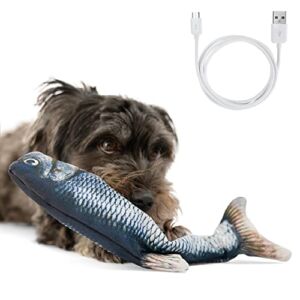 Floppy Fish Dog Toy – Interactive Dog Toy with Moving Tail + Extra Skin | USB Charged Flopping Fish Toy for Dogs up to 30lb | Small Dog Toys Interactive for Excercise & IQ | Machine-Washable Cover