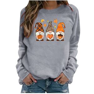 Thanksgiving Long Sleeve Shirts for Women It’s Fall Y’all Casual Crew Neck Loose Sweatshirts Gnome Pumpkin Graphic Pullover