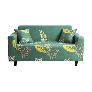 Printed Sofa Cover Stretch Couch Cover for 3 Cushion Couch Large Sofa Slipcover Washable Furniture Protector with One Free Pillow Case (Large, Green)