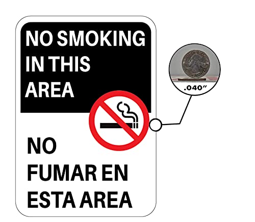 No Smoking In This Area English and Spanish 7″ x10″ commercial aluminum sign. Bold black and red, difficult to miss. Everyone is warned that smoking is not allowed | The Storepaperoomates Retail Market - Fast Affordable Shopping