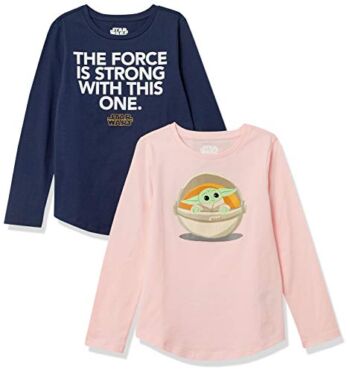 Amazon Essentials Disney | Marvel | Star Wars | Frozen | Princess Girls’ Long-Sleeve T-Shirts, Pack of 2, Star Wars Child, Medium | The Storepaperoomates Retail Market - Fast Affordable Shopping