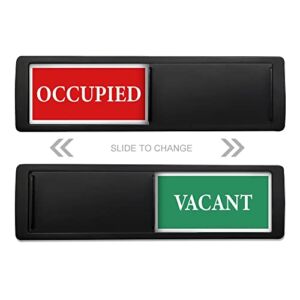 Vacant Occupied Sign for Home Bathroom Office Restroom, Privacy Sign, Non-Scratching/Strong Magnet with Double-Sided Adhesives/Easy to Read & Slide (Black & Green – Vacant Occupied Sign)