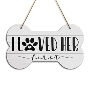 Dog Wedding Attire Wood Sign, I Loved Her First, Dog Wedding Engagement Photo Prop Sign, Engagement Gifts for Couple, Bride to Be, Dog Mom, Dog Owner