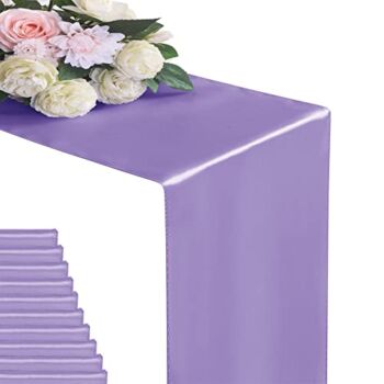 Flohar 12Pack Table Runner 12 x 108 Inches Satin Silk Table Runner for Wedding, Birthday Party, Banquets, Graduations Decoration, fit Rectange and Round Table-Lavender | The Storepaperoomates Retail Market - Fast Affordable Shopping