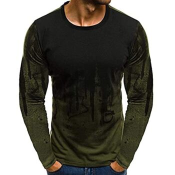 T Shirts for Men Tie Dye Stylish Crew Neck Long Sleeve Mens Tee Shirts Slim Fit Hip Hop Graphic Tees Men Workout Army Green | The Storepaperoomates Retail Market - Fast Affordable Shopping