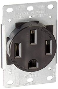 Leviton 279-S00 50 Amp, 125/250V, Nema 14-50R, 3P, 4W, Flush Mounting Receptacle, Straight Blade, Industrial Grade, Grounding, Side Wired, Steel Strap, Black