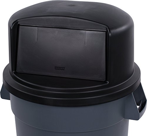 CFS Bronco Plastic Round Waste Bin Dome Lid With Hinged Door, 32 Gallons, Black | The Storepaperoomates Retail Market - Fast Affordable Shopping