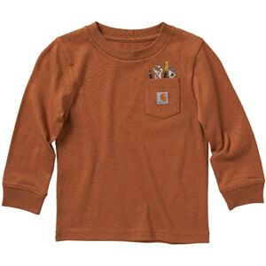 Carhartt Boys’ Knit Long Sleeve Crewneck T-Shirt, Brown, 4T