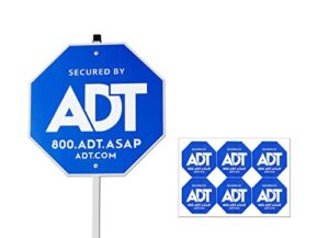 luxs ADT Security Signs 28 inches with 6 Double-Sided Stickers, Metal Aluminum Yard Sign with Stake, Heavy Duty Weatherproof, Blue