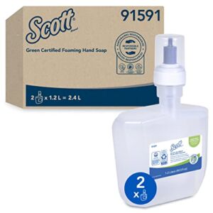 Scott® Essential Green Certified Foaming Hand Soap (91591), Clear, Unscented, 1.2 L Bottles, 2 Bottles / Cases