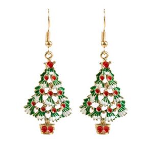 NUOBESTY 2 Pair of Christmas Earrings Christmas Tree Dangle Drop Hook Earrings Xmas Holiday Jewelry Gift Christmas Costume for Women Girls