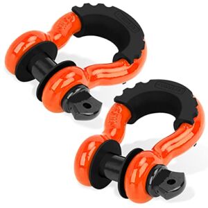 LIBERRWAY Shackles 3/4″ (2 Pack) D Ring Shackle Rugged Off Road Shackles 28.5 Ton (57,000 lbs) Maximum Break Strength with 7/8” Pin Heavy Duty D Ring for Vehicle Recovery, Orange