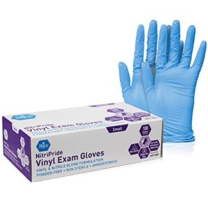 Med PRIDE NitriPride Nitrile-Vinyl Blend Exam Glove, Small 100 – Powder Free, Latex Free & Rubber Free – Single Use Non-Sterile Protective Gloves for Medical Use, Cooking, Cleaning & More