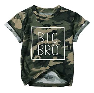 Big Brother Shirt Toddler Baby Boy Promoted to Big Brother Announcement Tshirt Infant Short Sleeve Clothes Camo