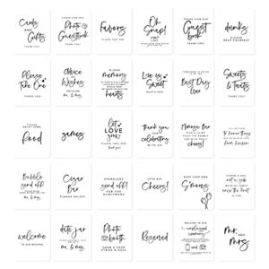 Andaz Press Brush Script Wedding Signs Bundle Set for Ceremony, Reception Decor Signage, Includes Cards and Gifts, Reserved, Mr. & Mrs, Memorial, Guestbook, Favors Signs, 8.5 x 11, 30-Bulk Pack