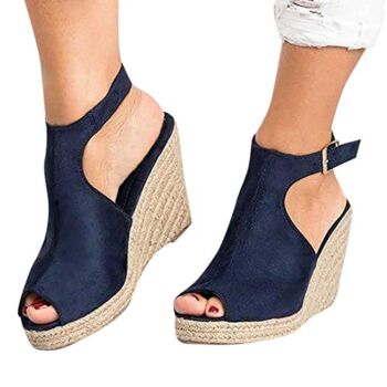 cooki Sandals for Women, Womens Casual Buckle Strap Roman Wedge Sandals Beach Sandals Open Toe Platform Sandals Shoes Dark Blue | The Storepaperoomates Retail Market - Fast Affordable Shopping