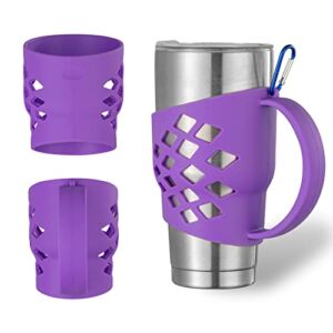 WISDING 30 oz Tumbler Silicone Sleeve Holder, Silicone Grip Protective Sleeve Cover With Handle, Silicone Sleeve Holder Grip for 30 oz Tumbler (Purple)