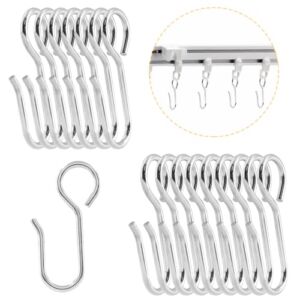 Auvotuis 30Pcs Curtain Track Hooks, Stainless Steel Small Curtain Hooks S Shaped Metal Curtain Wire Hooks for Ceiling Curtain Drape, Pin-On Drapery