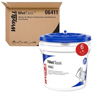 Kimtech 06411 WetTask System-Bleach/Disinfectant/Sanitizer w/Bucket,12X12.5, 90 per Roll (Case of 6 Rolls)