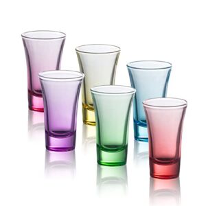 M&N Home Ombre Multicolored Shot Glass Set, 2 Oz Set of 6 Shot Glasses, Whiskey Glasses, Tequila Shot Glasses, Cocktail Glasses, Shot Glasses for Vodka, Spirits & Liquor (Gradient Multicolored Set)