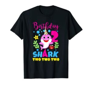 Birthday Kids Shark 2 Year Old Girl In Two Two Family T-Shirt