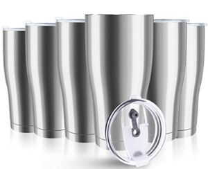 XccMe 30 oz Stainless Steel Tumbler with Lid,6 Pack Double Wall Vacuum Insulated Travel Mug, Durable Insulated Tumbler for Gift, Coffee, Tea, Beverages (Silver 6)