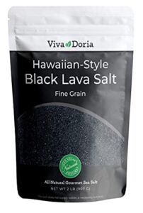 Viva Doria Hawaiian Black Lava Sea Salt, Fine Grain, Lava Salt, 2 lb (907 g)