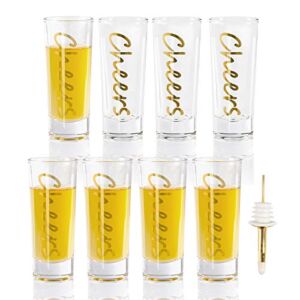 Bycnzb shot Glasses Set of 8 with Heavy Base, Clear Shot Glass – 2-Ounces. (Cheers)
