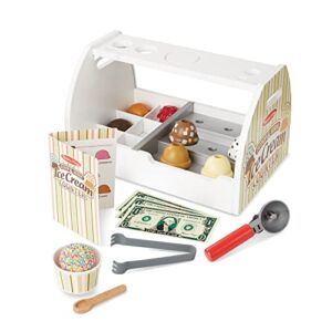 Melissa & Doug Wooden Scoop and Serve Ice Cream Counter (28 pcs) – Play Food and Accessories – Pretend Food, Ice Cream Toys, Ice Cream Shop Toys For Kids Ages 3+