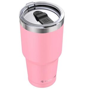 Stainless Steel Tumbler with Lid, 30oz Insulated Travel Tumbler Mug by Umite Chef, Insulated Coffee Mug, Double Wall Water Coffee Cup for Home, Office, School, Ice Drink, Hot Beverage (Pink)