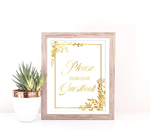 Wedding Please Sign Our Guest Book Unframed Floral Design, Choose a Foil Color and Unframed Print Size, Guestbook Signage Decor, Wedding Signs for Ceremony and Reception Poster | The Storepaperoomates Retail Market - Fast Affordable Shopping