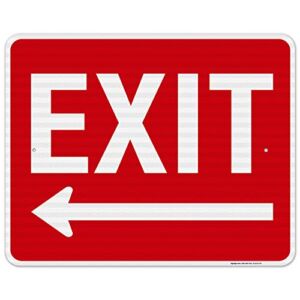 Exit Sign, with Left Arrow 24×30 Inches, 3M EGP Reflective .080 Aluminum, Fade Resistant, Indoor/Outdoor Use, Made in USA by Sigo Signs