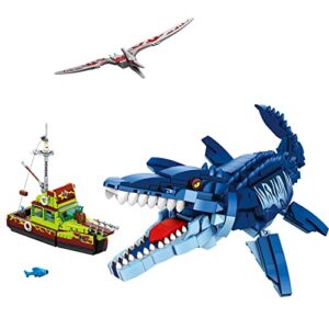 SEMKY Dinosaur Series Mosasaurus Model Set Whith 3 Figure, (888Pieces) -Building Blocks Toys Gifts for Kid