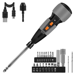 Enertwist Cordless Electric Screwdriver Kit, 4V Rechargeable Power Screwdriver Max to 3-10N.m, Electric&Manual 2-in-1 w/LED light, USB Charging Cable, 21pcs Multipurpose Bits Set, Keyless Chuck