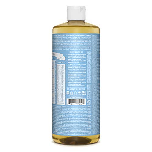 Dr. Bronner’s – Pure-Castile Liquid Soap (Baby Unscented, 32 ounce, 2-Pack) – Made with Organic Oils, 18-in-1 Uses: Face, Hair, Laundry and Dishes, For Sensitive Skin and Babies, No Added Fragrance | The Storepaperoomates Retail Market - Fast Affordable Shopping