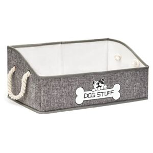 Thankspaw Dog Toy Box, Large Dog Toys Storage with Handle, Fabric Trapezoid Dog Toy Bin, Collapsible Basket Chest Organizer, Perfect for Pet Toys, Blankets, Dog Toys and Accessories