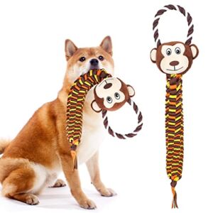 PUPTECK Durable Dog Rope Toy – Tug of War Puppy Chew Toys for Small Medium Doggies Playing Interacting Cleaning Teeth, Cute Plush Monkey