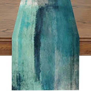 Siilues Teal Table Runner, Turquoise Table Runner 90 Inches Long Coffee Table Runner Modern Art Farmhouse Style Retro Turquoise Blue and Grey Rectangle Table Setting Decor for Dining Home Party | The Storepaperoomates Retail Market - Fast Affordable Shopping