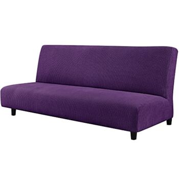 CHUN YI Stretch Armless Sofa Slipcover Elastic Fitted Full Folding Futon Cover Without Armrests with Elastic Bottom for Kids, Removable Machine Washable Furniture Sofa for Futon Couch (Violet) | The Storepaperoomates Retail Market - Fast Affordable Shopping