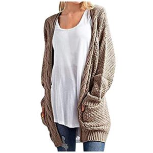Popcorn Cardigan Sweaters Women Long Sleeve Lightweight Fall Dressy Duster Cardigan Oversize Knit Sweater with Pockets