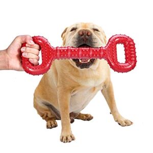 Feeko Dog Toys for Aggressive Chewers Large Breed 15 inch Interactive Dog Toy Large Long Lasting Dog Toys with Convex Design Natural Rubber Tug-of-war Toy for Medium Large Dogs Tooth Clean(Red)