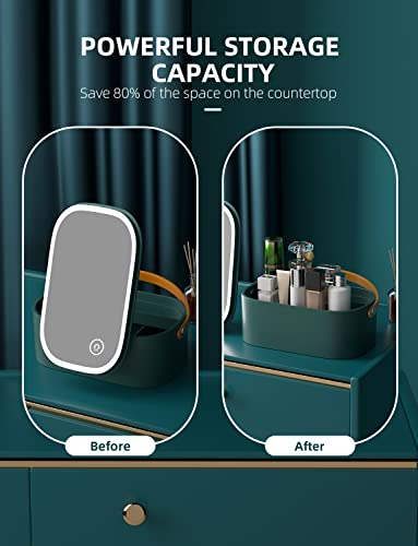 Makeup Case with Mirror and Light, CielClair Portable Makeup Organizer with Adjustable LED Lights & Mirror Lid, Cosmetic Organizer Storage with Handle for Bedroom Camping Business Travel, Dark Green | The Storepaperoomates Retail Market - Fast Affordable Shopping