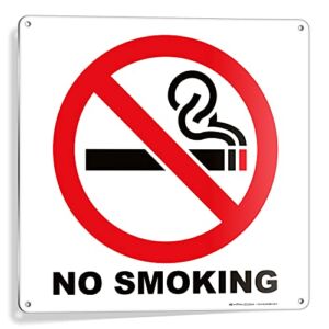 iSYFIX No Smoking Metal Sign – 1 Pack 10×10 Inch – 100% Rust Free .040 Aluminum Signs, Laminated for Ultimate UV, Weather, Scratch, Water and Fade Resistance, Indoor and Outdoor, Signs for Exterior.