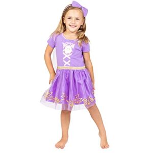Disney Princess Rapunzel Little Girls Cosplay Costume Dress and Headband 6-6X