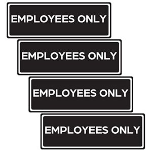 Employees Only Sign (4 Stickers 7.3 in x 2.5 in) – Employee Only Sign – Employee Only Signs for Doors – Staff Only Door Sign