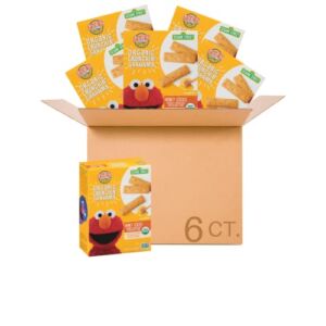 Earth’s Best Organic Sesame Street Toddler Snacks, Crunchin’ Honey Sticks, Grahams, 5.3 Oz Box (Pack of 6)