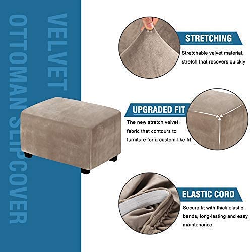 2 Piece Chair Cover Chair Slipcover Bundles Large Size Velvet Plush Ottoman Slipcovers(Large, Taupe) | The Storepaperoomates Retail Market - Fast Affordable Shopping