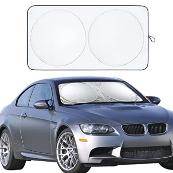 EcoNour Car Windshield Sun Shade with Storage Pouch | Durable 240T Material Car Sun Visor for UV Rays and Sun Heat Protection | Car Interior Accessories for Sun Heat | Standard (64 inches x 32 inches) | The Storepaperoomates Retail Market - Fast Affordable Shopping