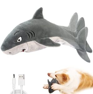 Interactive Floppy Fish Dog Toys for Large/Medium/Small Dogs,Squeaky Plush Tough Puppy Toys ,Motion Activated (Floppy Shark)